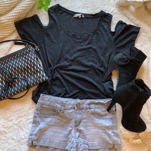 Heather Gray Cold Shoulder T-Shirt